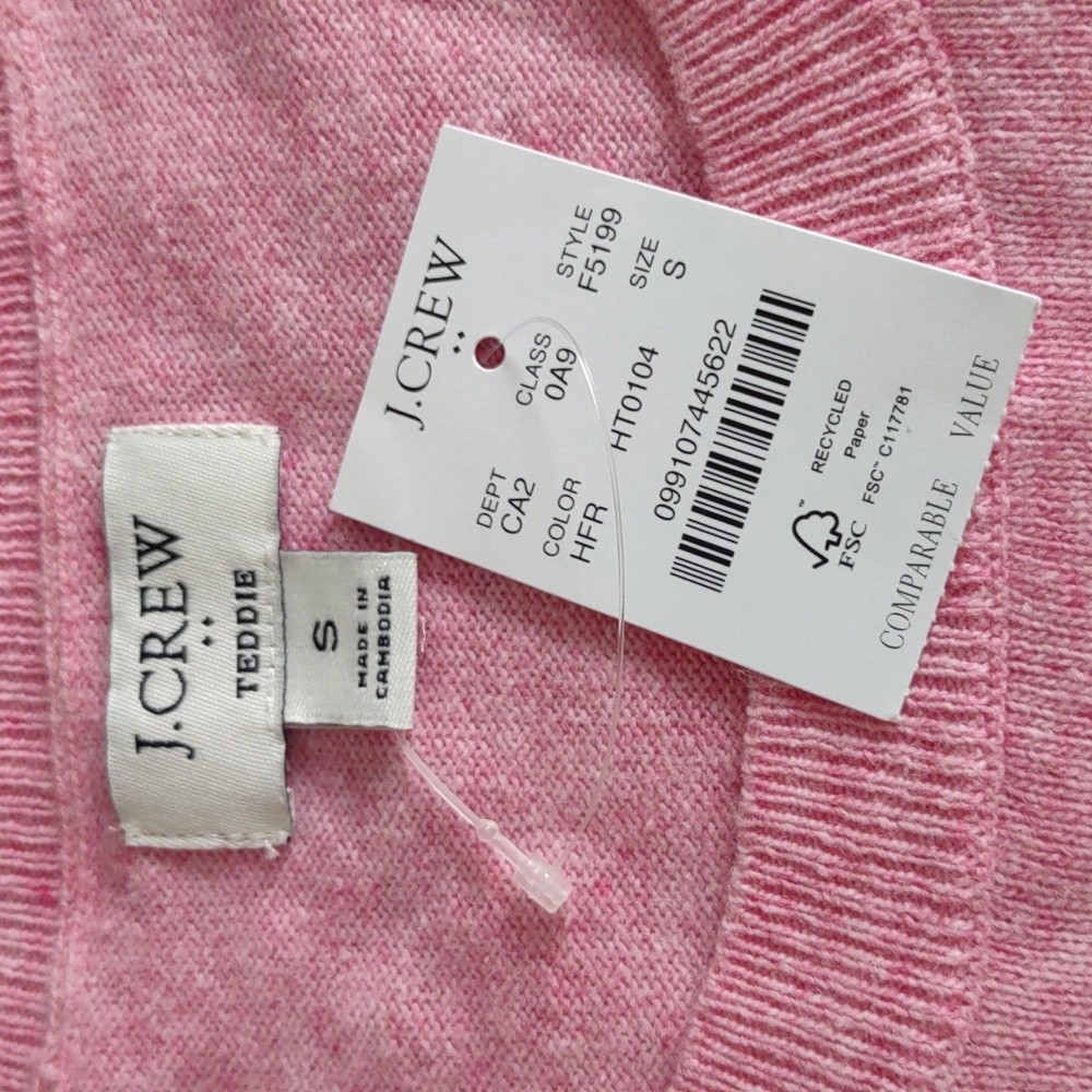 J. Crew Factory Size Small Pink Teddie Sweater - Picture 3 of 9